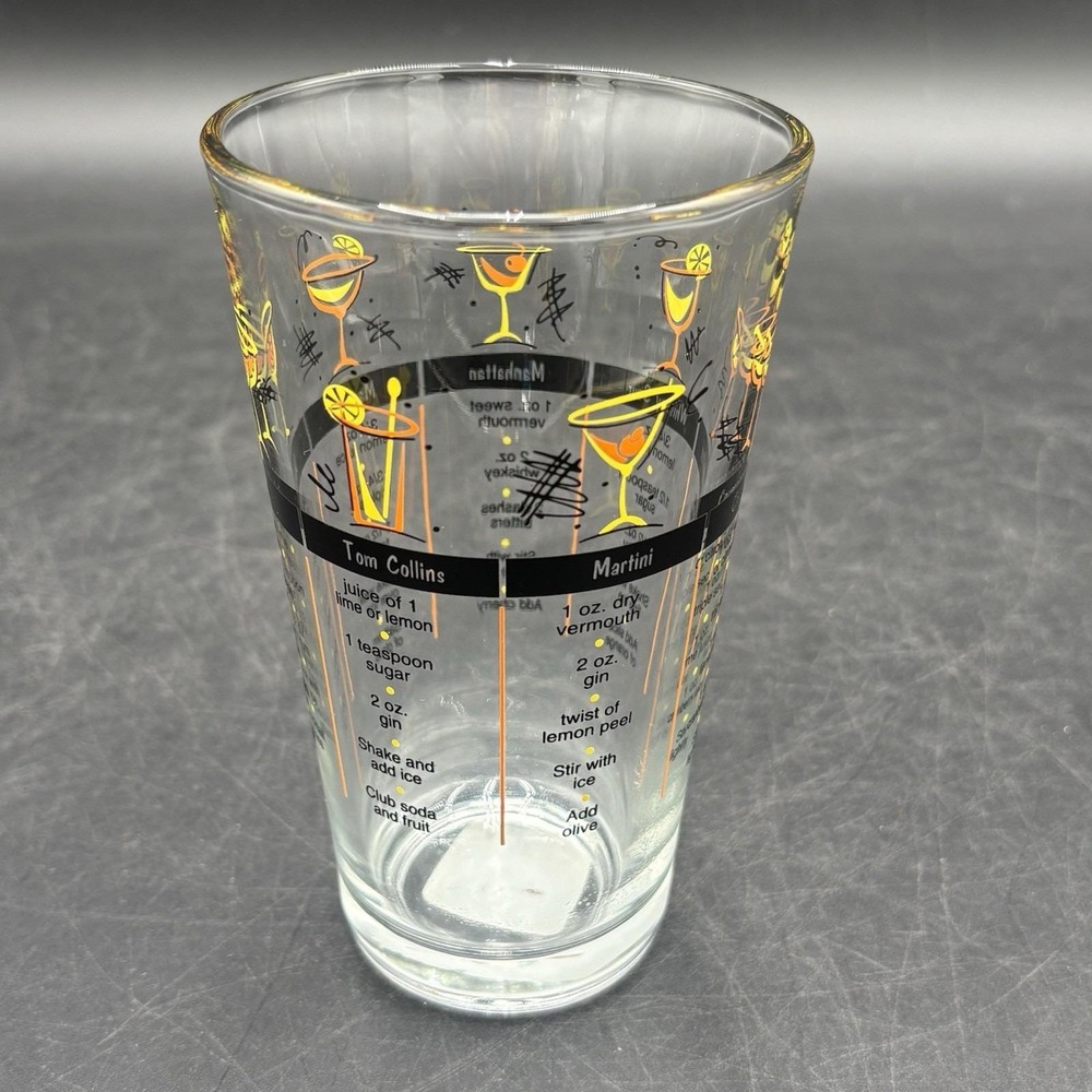 Vintage Libbey 16oz Pint Glass Mixed Drink Cocktail Recipe Glass